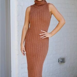 Cozy Sleeveless Rust Knit Dress
